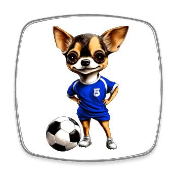 Chihuahua Fussball Hund - Viereckiger Kühlschrankmagnet - Weiß - Vorne