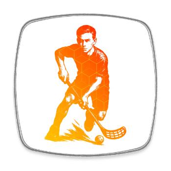 Illustration floorball pour floorball - Magnet carré - blanc - Devant