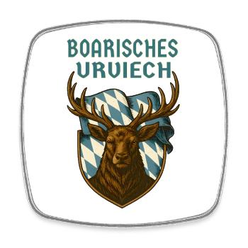 Bayerischer Hirsch im Wappen / boarisches Urviech - Viereckiger Kühlschrankmagnet - Weiß - Vorne