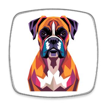 Colorful Geometric Boxer Dog - Square fridge magnet - white - Front