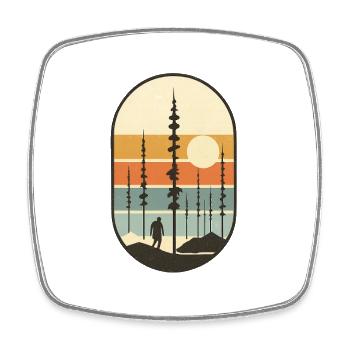 Wanderer im Retrowald Sonnenuntergang geschenkidee - Viereckiger Kühlschrankmagnet - Weiß - Vorne