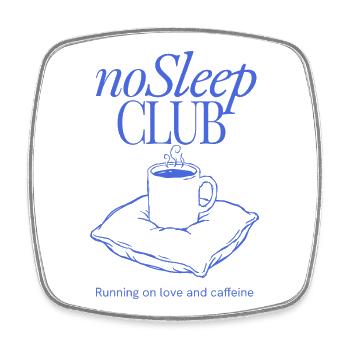 noSleep CLUB Kaffee-Nacht Design - Viereckiger Kühlschrankmagnet - Weiß - Vorne