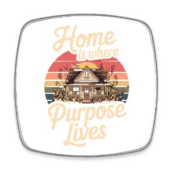  Home Is Where Purpose Lives Retro Haus Zuhause - Viereckiger Kühlschrankmagnet - Weiß - Vorne
