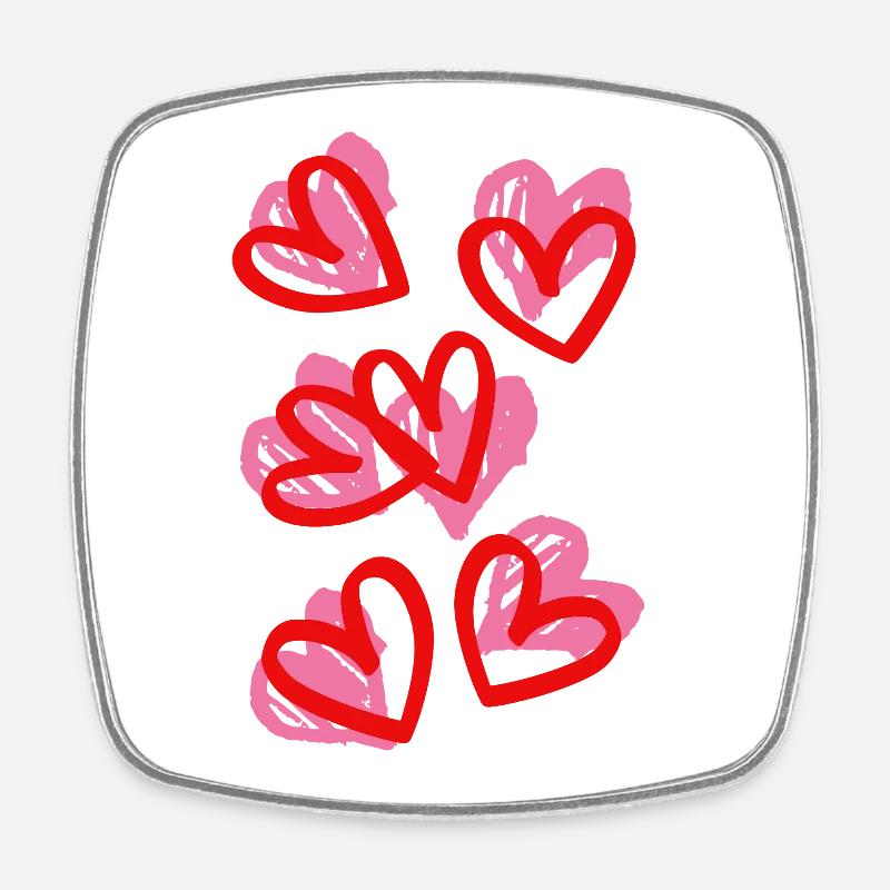 Small-Heart-Doodle-Design - Viereckiger Kühlschrankmagnet - Weiß
