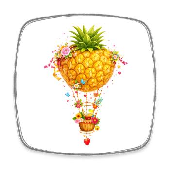 Ananas-Heißluftballon Fantasie  - Viereckiger Kühlschrankmagnet - Weiß - Vorne