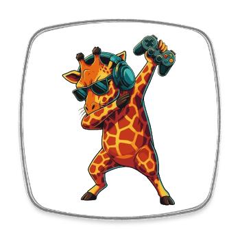 Gamer-Giraffe spielt Videospielkunst - Viereckiger Kühlschrankmagnet - Weiß - Vorne