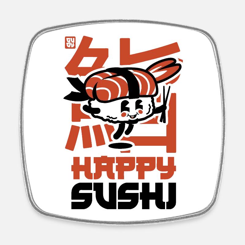 Happy Sushi - Square fridge magnet - white