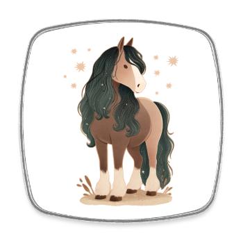 Cheval avec des étoiles - Magnet carré - blanc - Devant