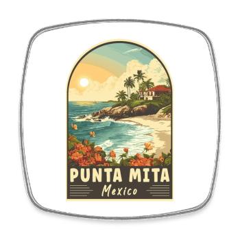 Punta Mita Mexico Tropical Paradise Travel Art - Square fridge magnet - white - Front
