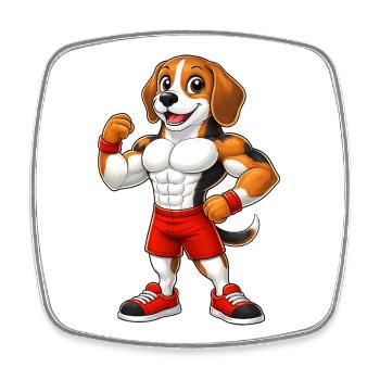 Starker Beagle Hund Bodybuilder Fitness Muskeln - Viereckiger Kühlschrankmagnet - Weiß - Vorne