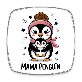 Maman Pingouin Maman Pingouin mignonne Maman avec des cœurs de bébé - Magnet carré - blanc - Devant