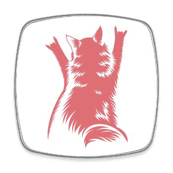 Rock Cat Back View – Devil Horns - Square fridge magnet - white - Front