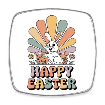 Pastel bunny in Easter rays - Square fridge magnet - white - Front