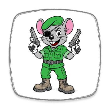 Bewaffneter Maus-Ranger - Viereckiger Kühlschrankmagnet - Weiß - Vorne