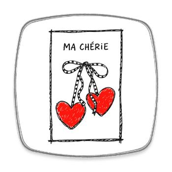 Ma Chérie Heart Necklace - Square fridge magnet - white - Front