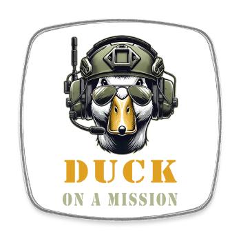 Ente auf Mission - Viereckiger Kühlschrankmagnet - Weiß - Vorne