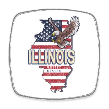 Illinois Vereinigte Staaten USA Vintage Souvenir - Viereckiger Kühlschrankmagnet - Weiß - Vorne