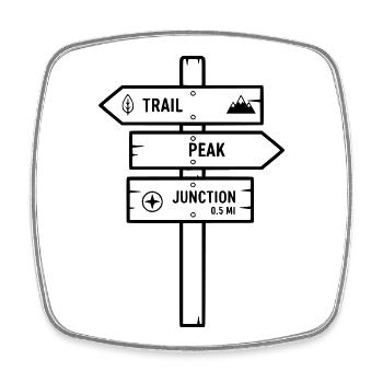 Wegweiser Schild Trail Peak - Viereckiger Kühlschrankmagnet - Weiß - Vorne