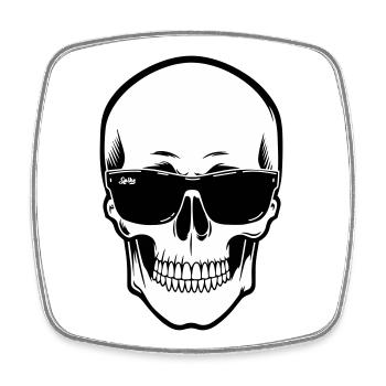 Skeleton with Sunglasses in Monochrome - Square fridge magnet - white - Front