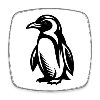 Chilliges Pinguin-Motiv aus dem Eis zum Verlieben - Viereckiger Kühlschrankmagnet - Weiß - Vorne