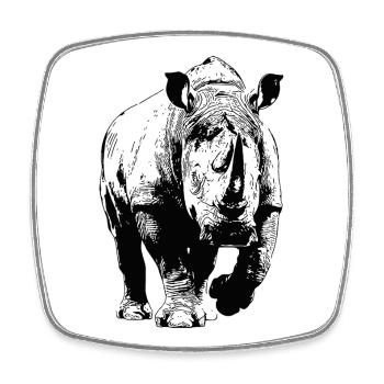 Nashorn - Viereckiger Kühlschrankmagnet - Weiß - Vorne