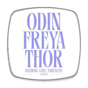 Odin Freya Thor : Sagesse et Force - Magnet carré - blanc - Devant