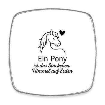 Expression dessinée à la main en forme de cœur de poney - Magnet carré - blanc - Devant