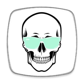 Color-Adjustable Sunglasses Smile Skull - Square fridge magnet - white - Front