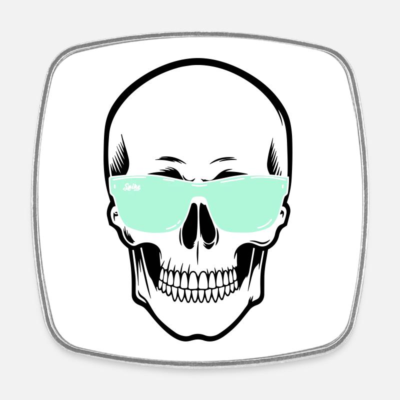 Farbverstellbare Sonnenbrille Smile Skull - Viereckiger Kühlschrankmagnet - Weiß