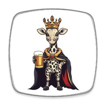 Giraffe Beer King - Square fridge magnet - white - Front