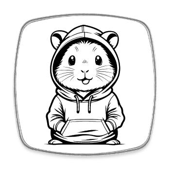 Sweat à capuche hamster Streetwear - Magnet carré - blanc - Devant