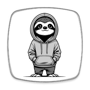 Faultier im Hoodie - Viereckiger Kühlschrankmagnet - Weiß - Vorne