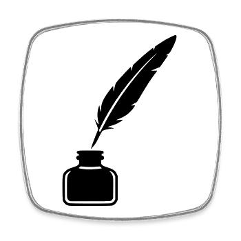 Quill Inkwell Silhouette - Square fridge magnet - white - Front