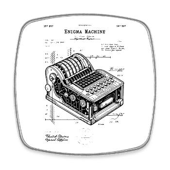 Brevet de plan de machine Enigma - Magnet carré - blanc - Devant