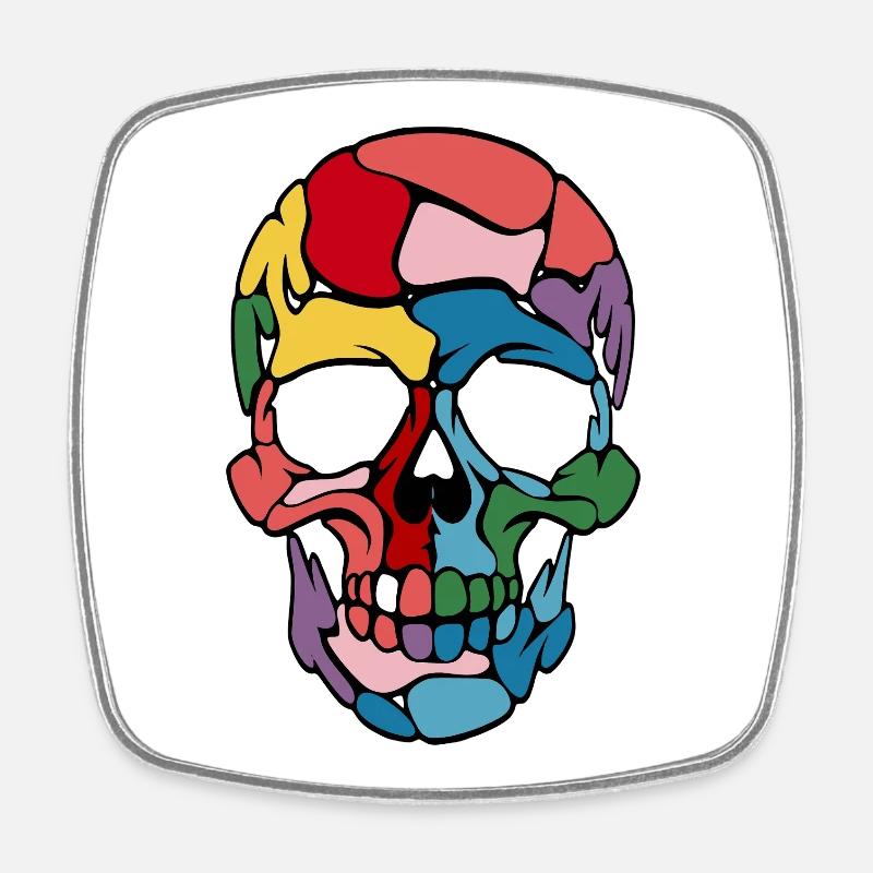 Skull Colorful Stylish Skull Art Print - Square fridge magnet - white