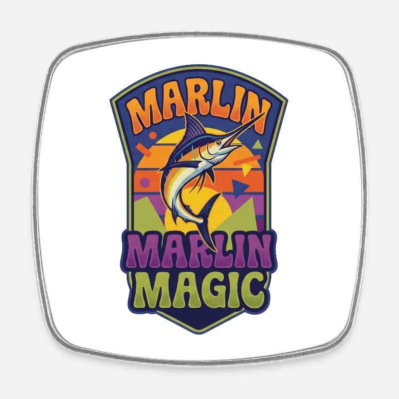 Marlin Magic Retro Sunset - Magnet carré - blanc
