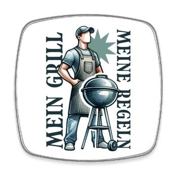 My Grill My Rules BBQ Grill Master Dad - Square fridge magnet - white - Front