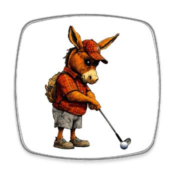 Golfspieler Esel - Viereckiger Kühlschrankmagnet - Weiß - Vorne