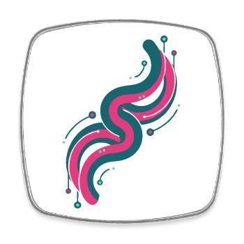 Vague Chromatique Rose et Bleu - Magnet carré - blanc - Devant