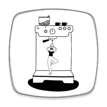 Coffee Yoga - Square fridge magnet - white - Front