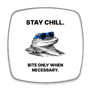 Stay Cool – Chillender Alligator Pop Art - Viereckiger Kühlschrankmagnet - Weiß - Vorne