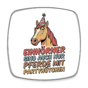 Cheval de fête avec chapeau - Magnet carré - blanc - Devant