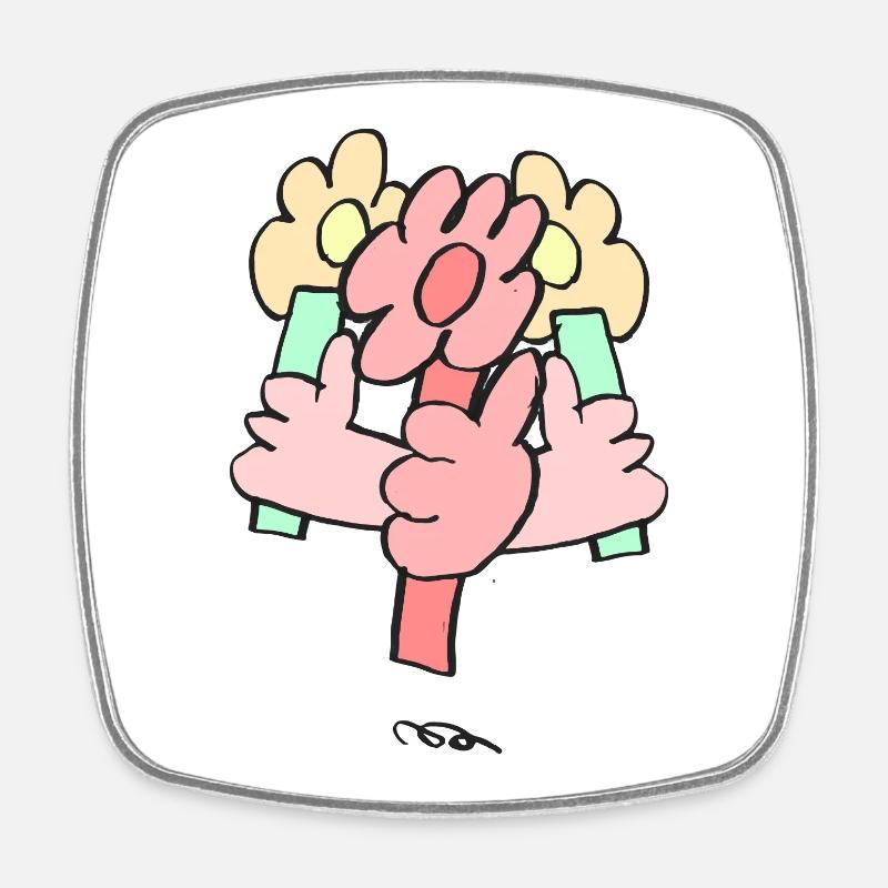 Fleur - Magnet carré - blanc