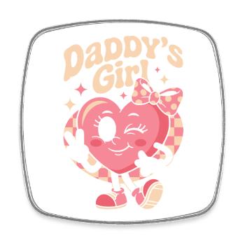 Daddys Girl Retro Herz Niedliche Rosa Familie - Viereckiger Kühlschrankmagnet - Weiß - Vorne