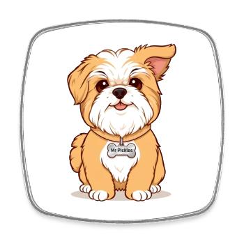 Mr Pickles Niedliches Lhasa Apso-Porträt - Viereckiger Kühlschrankmagnet - Weiß - Vorne