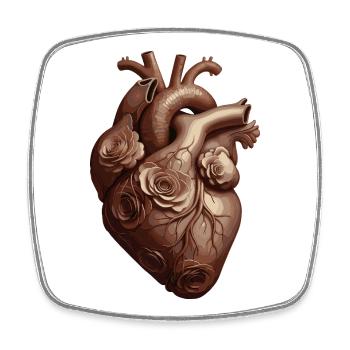 Heart with roses in sepia style - Square fridge magnet - white - Front