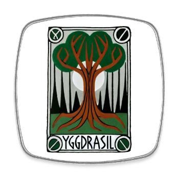 Yggdrasil Rune Tree Emblem - Square fridge magnet - white - Front