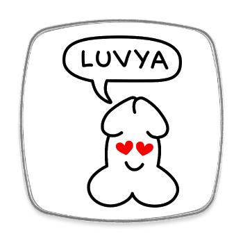 lustiges Junior-Luvya-Emoticon - Viereckiger Kühlschrankmagnet - Weiß - Vorne