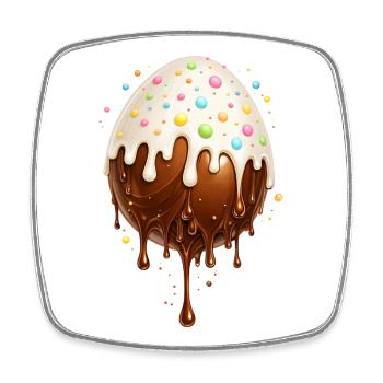 Schokoladenei mit Zuckerguss  - Viereckiger Kühlschrankmagnet - Weiß - Vorne