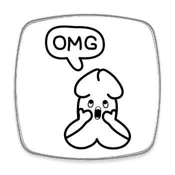 lustiges Junior OMG Emoticon - Viereckiger Kühlschrankmagnet - Weiß - Vorne
